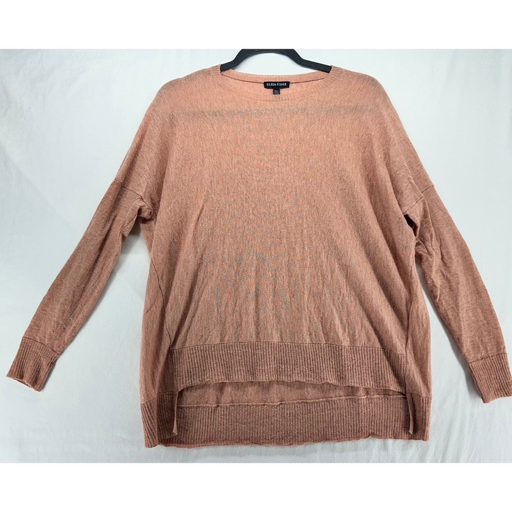 Eileen Fisher Lightweight Tencel Merino Alpaca Oversized Sweater Peach XS